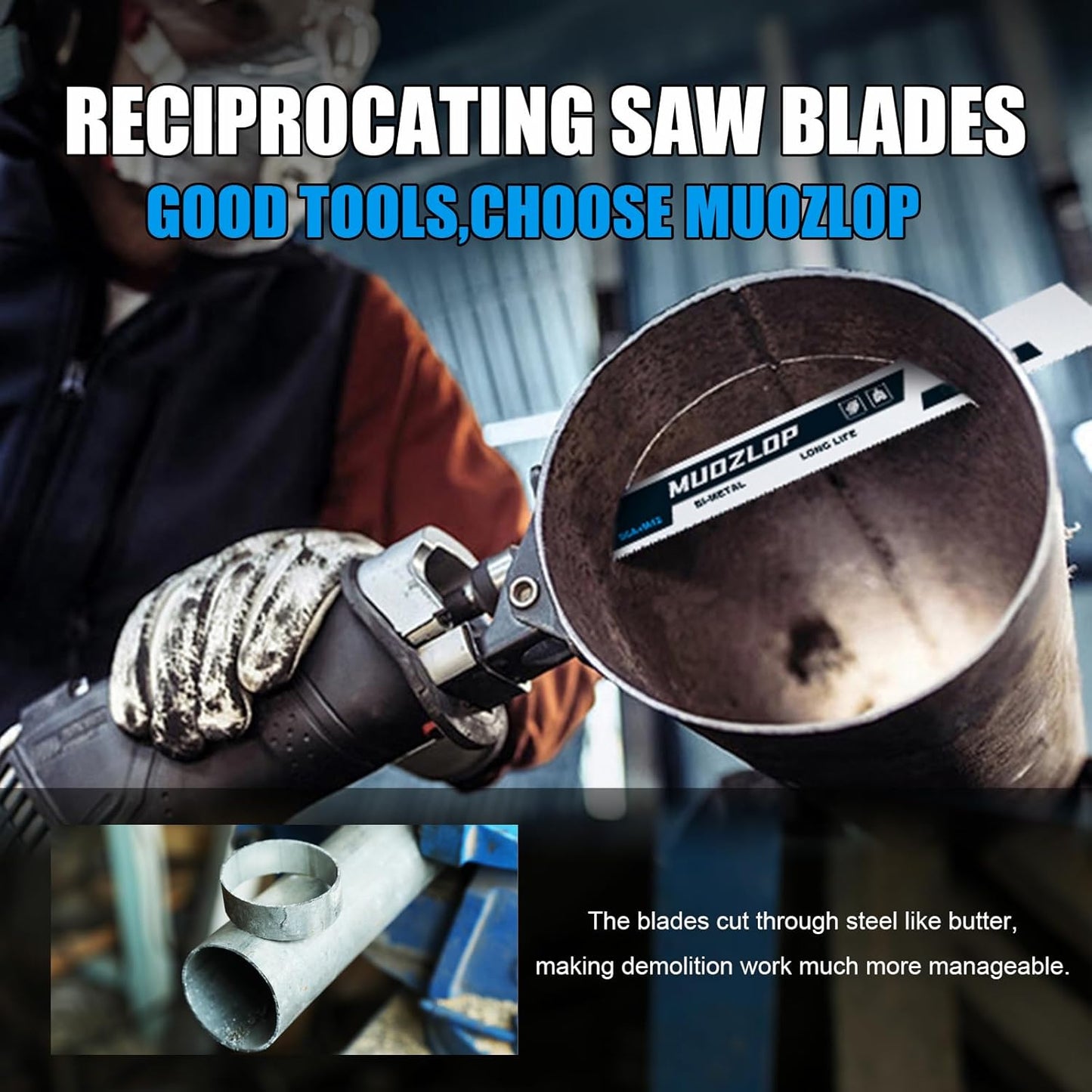 10 Pack 9 inch Reciprocating Saw Blades Set,14/18TPI High Carbon Saw Blades, Metal Saw Blades with Organizer Case (10, 14/18TPI/225mm)