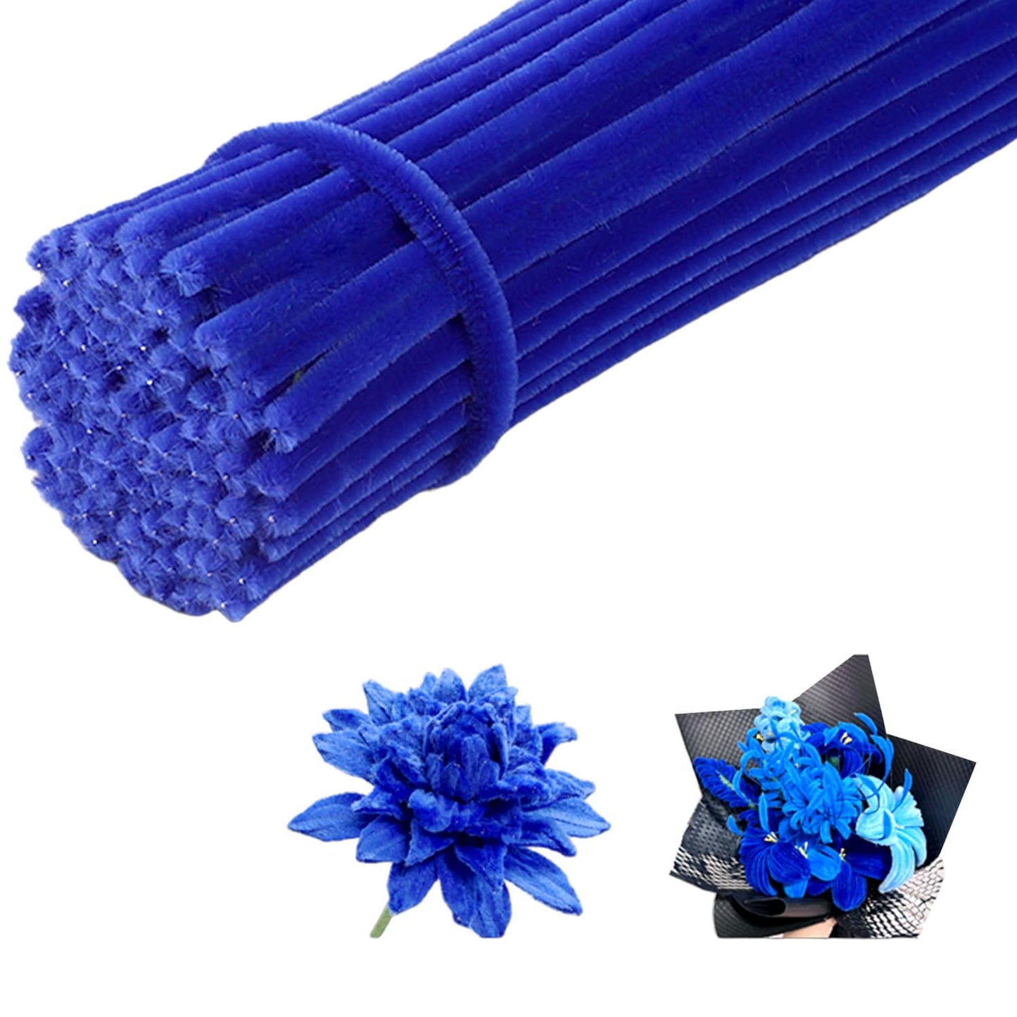 100 Pieces Pipe Cleaners Chenille Stem, Royal Blue Pipe Cleaners Set for Pipe Cleaners DIY Arts Crafts Decorations, Chenille Stems Pipe Cleaners (Royal Blue)