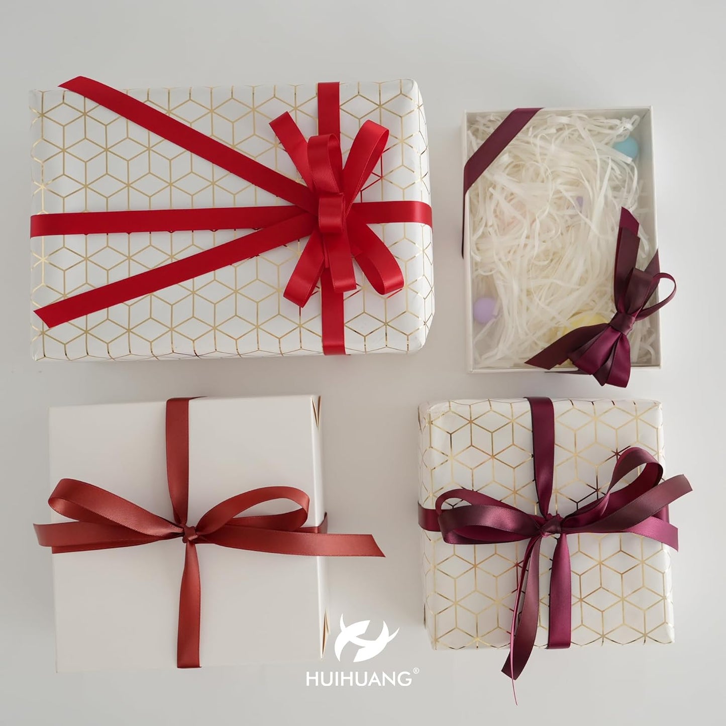 HUIHUANG Rust Satin Ribbon 1/2 inch X 50 Yards Continuous Rust Red Double-Faced Satin Ribbon for Gift Wrapping, Bows, DIY Crafts, Flower Bouquet, Wedding Bridal Shower Decor, Flower Crowns