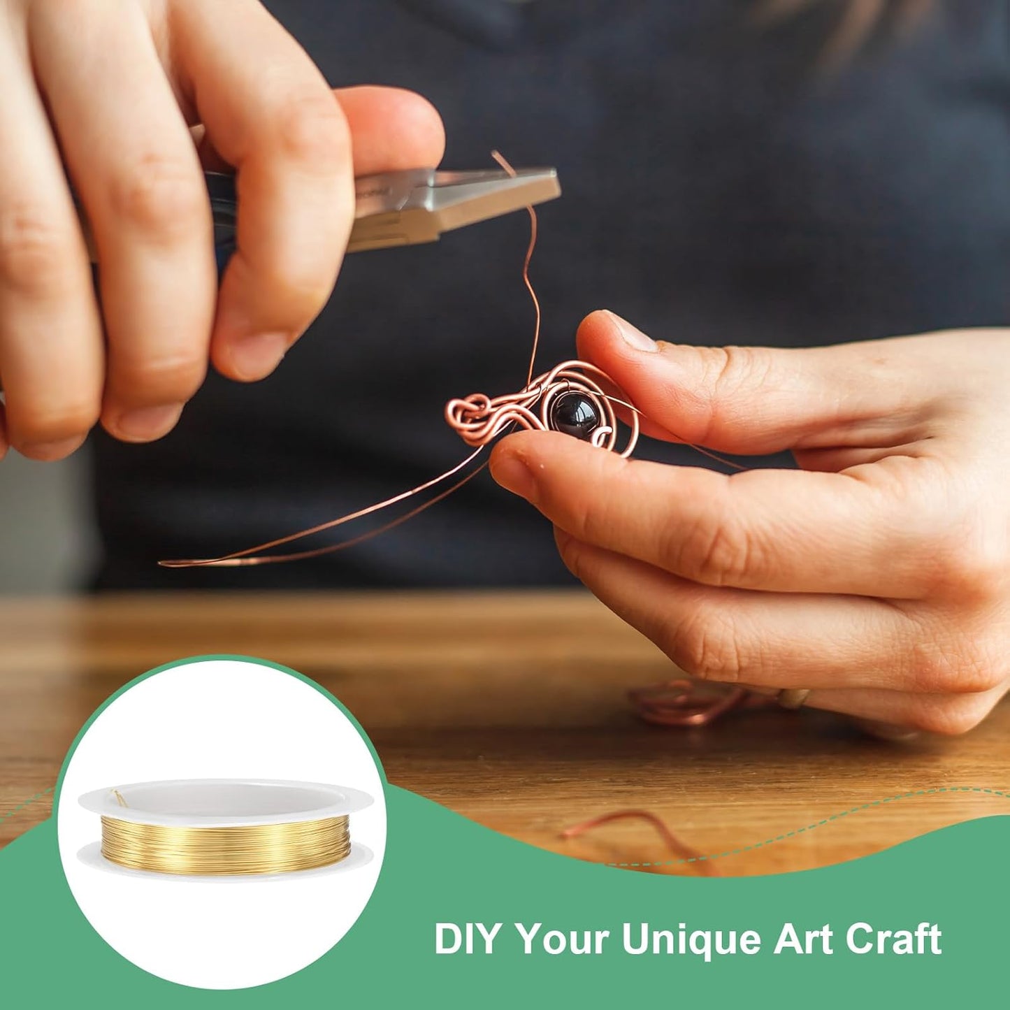 0.4 mm/26 Gauge Copper Wire for Jewelry Making, 30.2FT Copper Beading Craft Wire for Jewelry/Weaving/DIY Crafting/Planting, Color-Retaining [9.2M, KC-Gold]