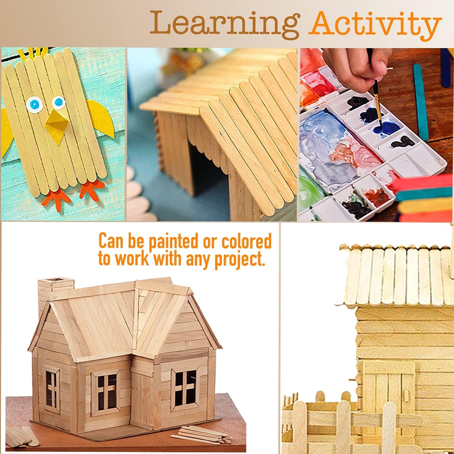 100 Piece Large Jumbo Wooden Craft Sticks (6" x 3/4"), Premium Natural Organic Wood for Waxing, Craft Project, Tongue Depressor, Popsicle, Ice Cream Stick,Woodcraft, Paint Stirrer and Art - Apremont