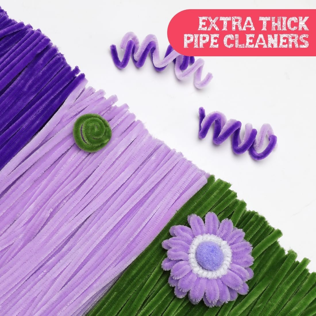 IOOLEEM Pipe Cleaners, 480pcs Purple Lavenders, Flower Making Kit, Arts and Craft Supplies, Ideas for Art Project Activity.