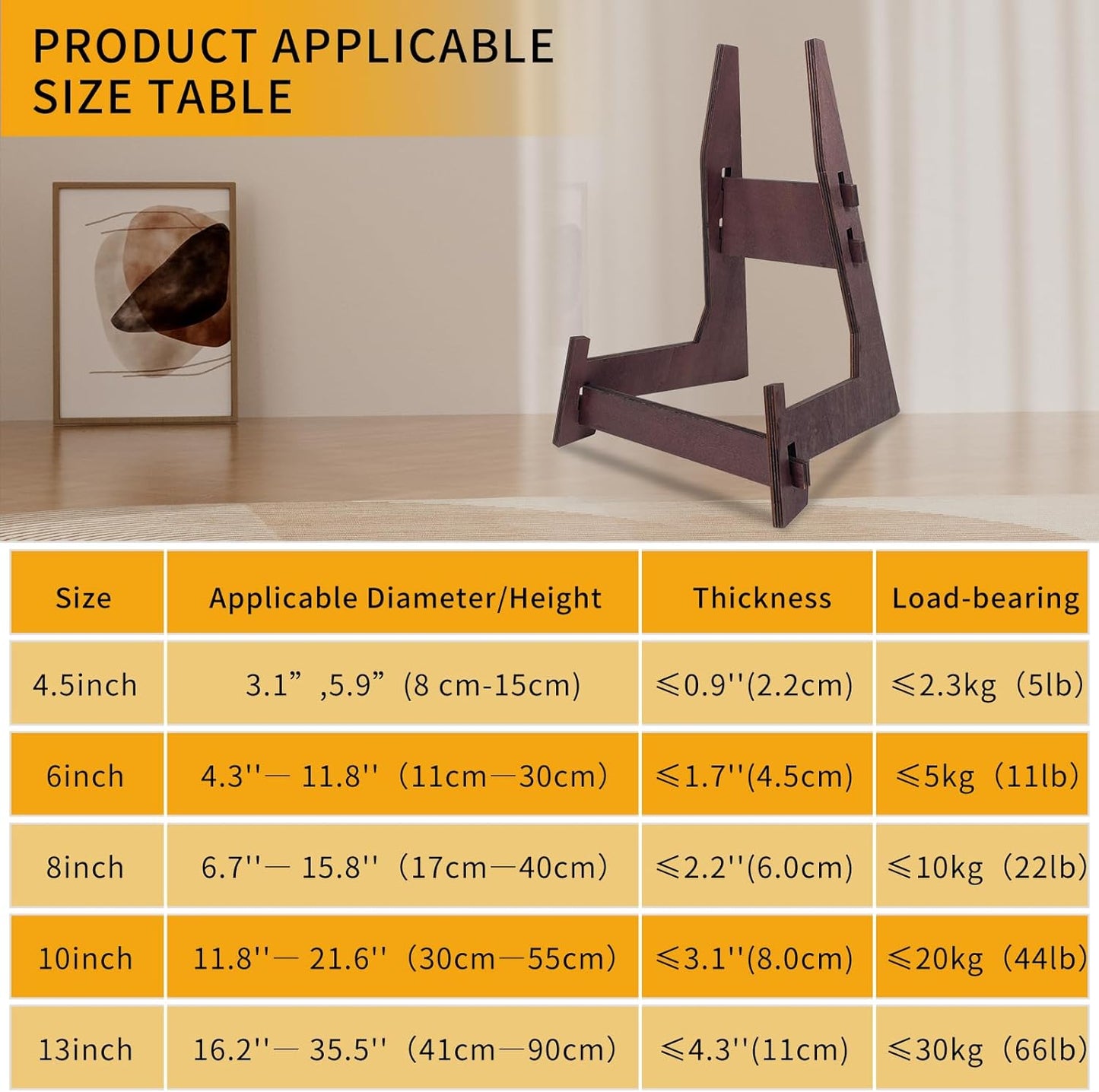 10 Inch Wooden Plate Stand - Easel & Book Display Stand