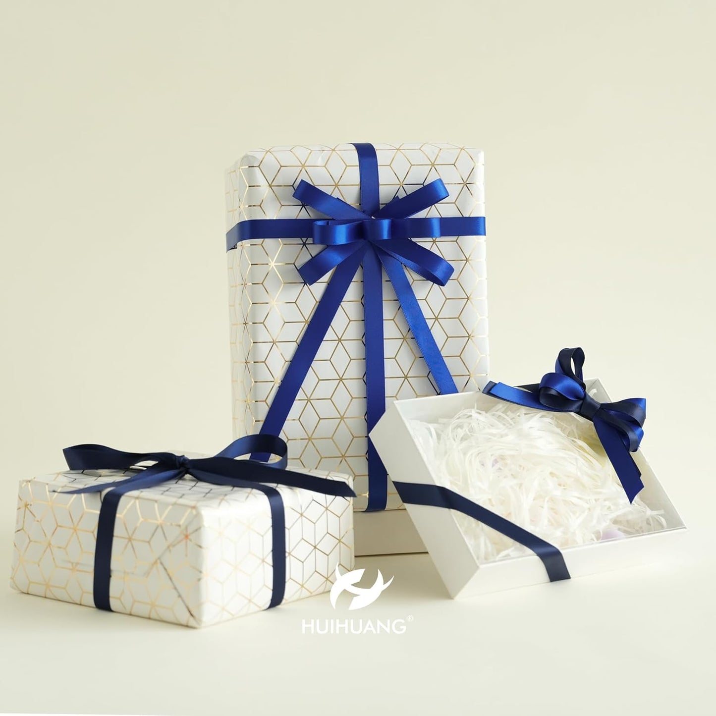 HUIHUANG Royal Blue Ribbon 1/2 inch X 50 Yards Continuous, Double-Faced Satin Ribbon for Gift Wrapping, Bows, DIY Crafts, Flower Bouquet, Independence Day Decoration