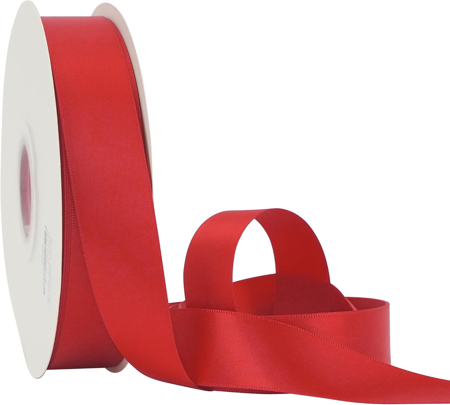 HUIHUANG Red Satin Ribbon - 1 inch x 50 Yards Double-Faced Polyester Silk for Gift Wrapping, Wedding Invitations, Hair Bows, Christmas Decor, Floral Arrangement