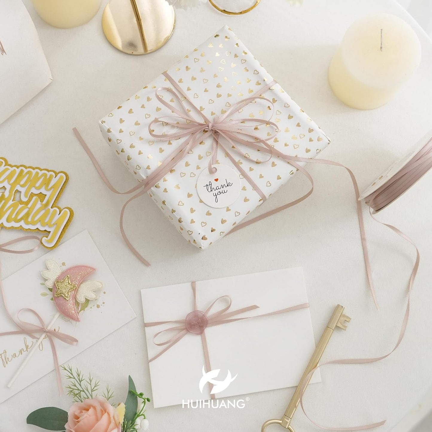 HUIHUANG Solid Color Satin Ribbon 1/8 inch x 100 Yards Roll Ribbon Double Faced for Crafts Gift Wrapping DIY Bows Wedding Invitation Card (Dusty Rose)