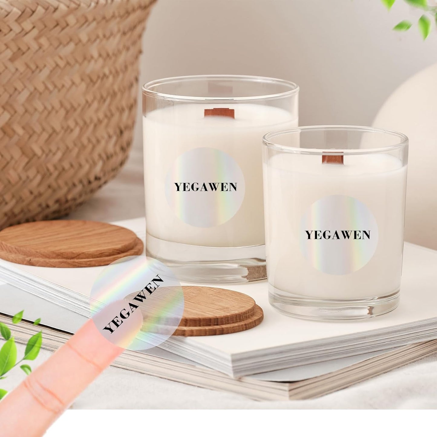 1.5" Round Transparent Thermal Label Stickers, Holographic Clear Direct Thermal Labels-Perforation Line Design& Waterproof- 300 Sheets