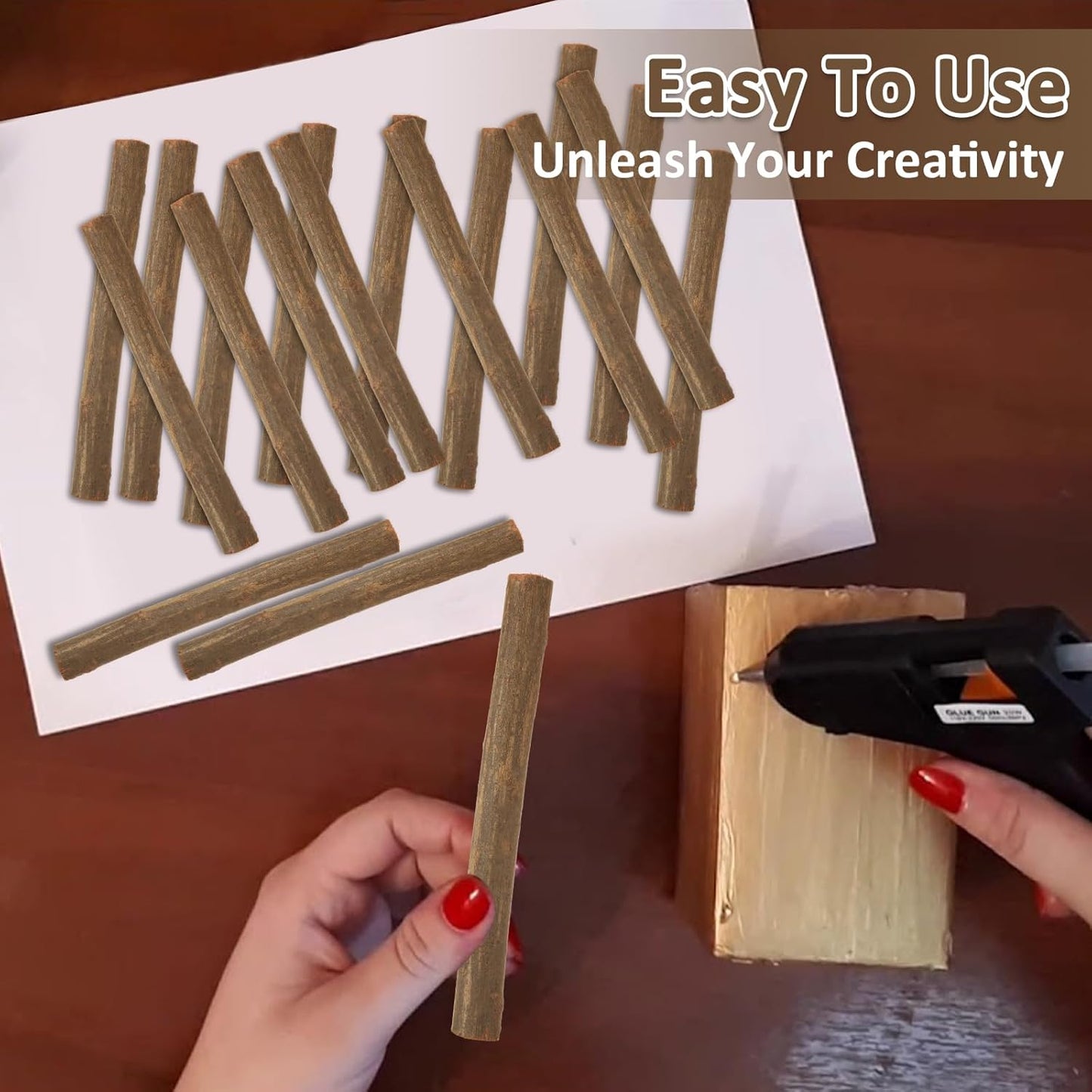 100 Pack 6 inch Wood Sticks - Wooden Sticks for Crafts - 0.4-0.6 Inch in Diameter Natural Twigs Sticks for DIY Rustic Home Decor School Projects