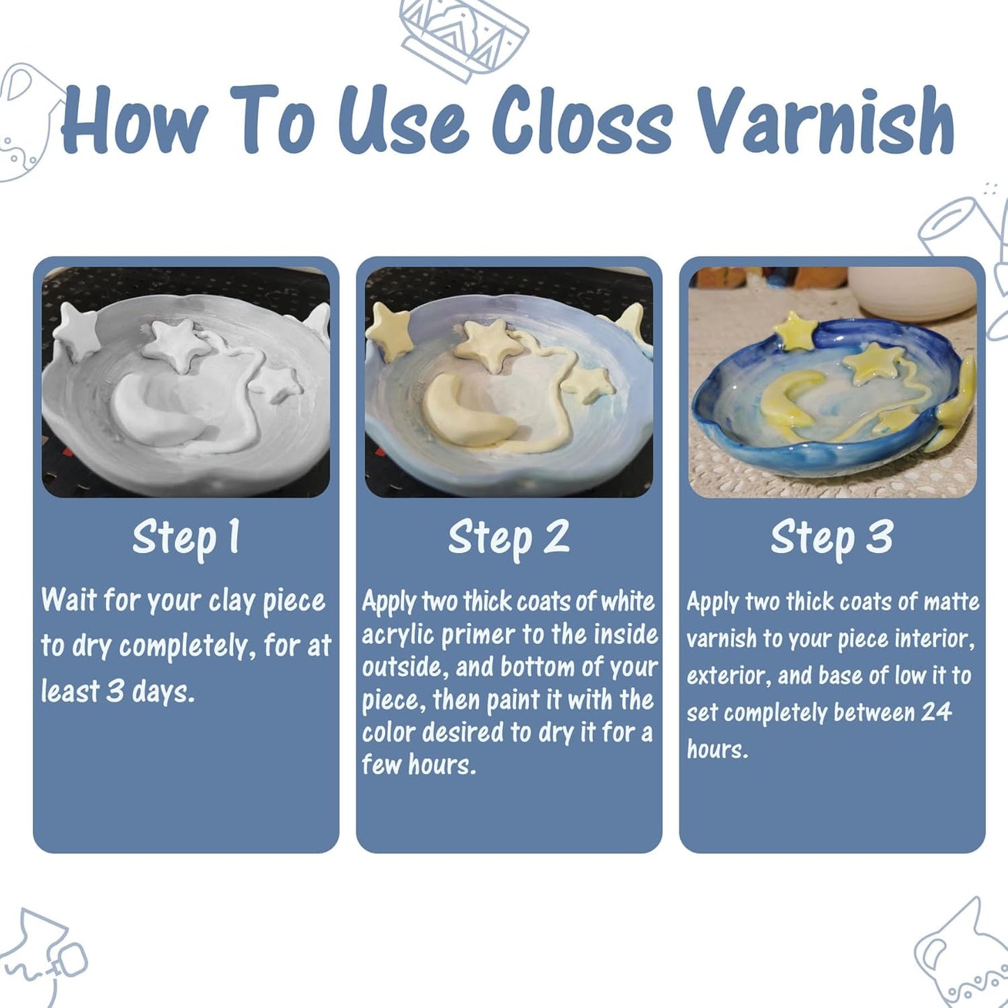 100ml Air Dry Clay Glaze, Clay Varnish for Air Drying Clay, Clear Acrylic Varnish for Craft Pottery Waterproof & Matte Finish