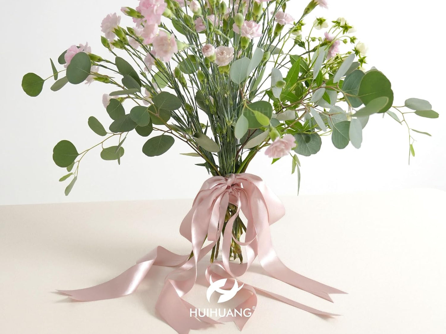 HUIHUANG Satin Ribbon 1-1/2 inch x 100 Yards Dusty Rose Double-Faced Satin Ribbon Dusty Pink Ribbons for Flower Bouquet, Gift Wrapping, Eternal Roses, DIY Crafts, Bridal Shower Wedding Decor