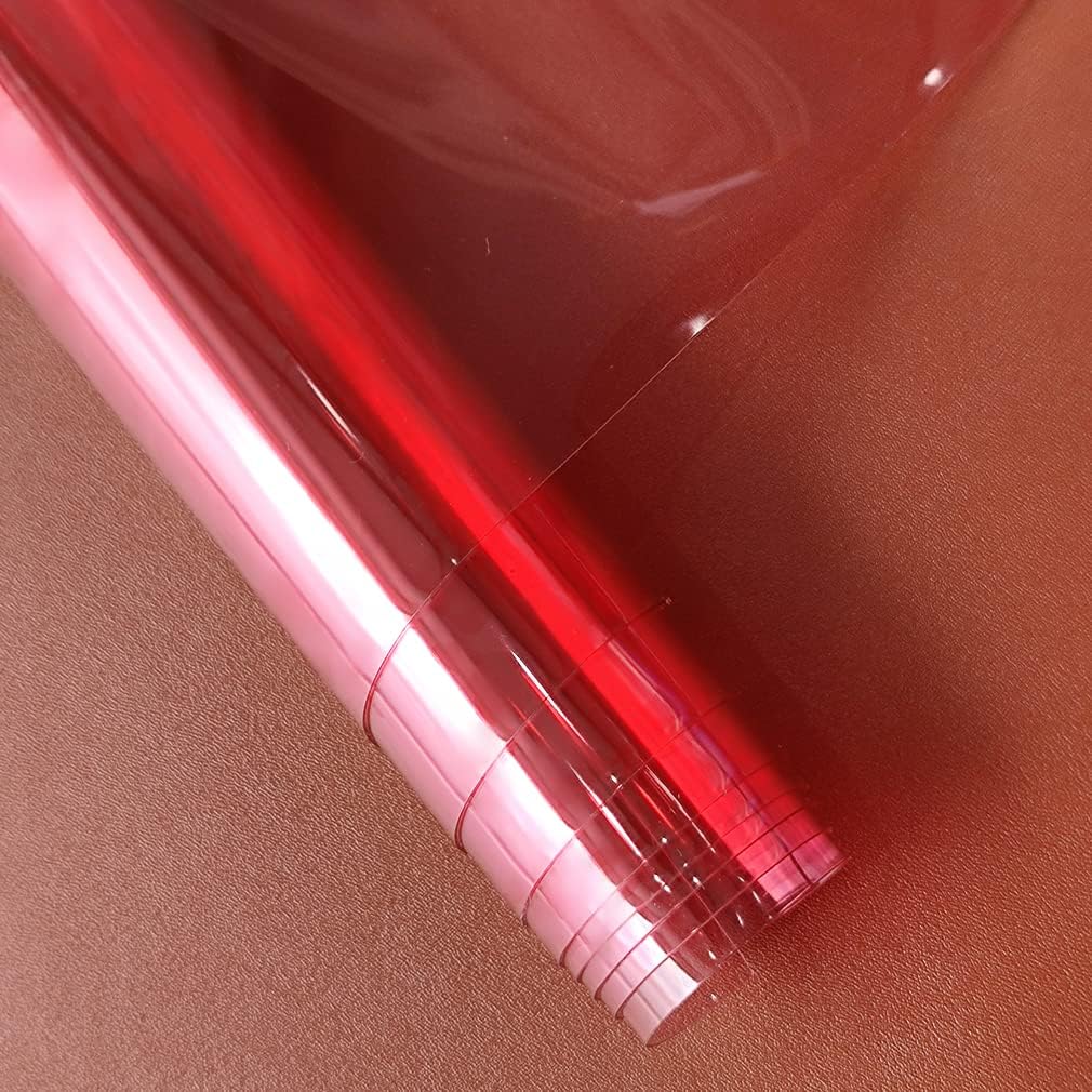 HYANG Light Pink Transparent PVC Super Clear Holographic Vinyl Faux Leather Sheets 1 Roll 12" x 47" (30cm x 120cm) for DIY Bows Earrings Bags DIY Crafts Making