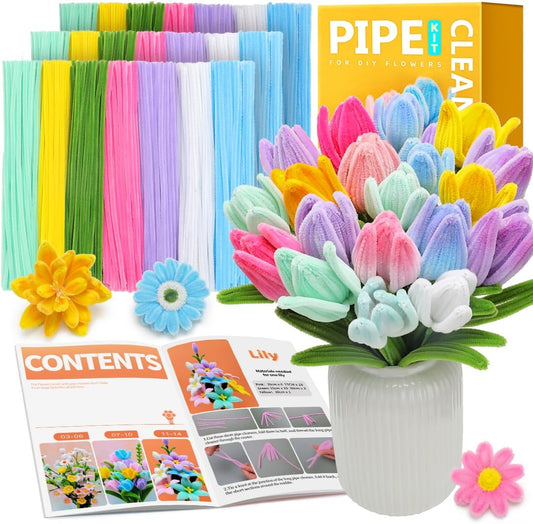 IOOLEEM Pipe Cleaners, 480pcs Multi-Colored, Flower Making Kit, Arts and Craft Supplies, Ideas for Art Project Activity.