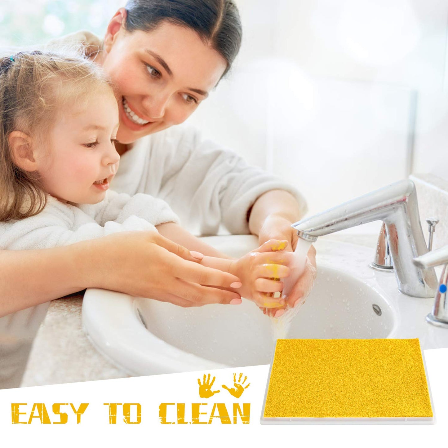 Ink Pad, 5x4'' Washable Non-Toxic Ink Stamp Pad for Baby Footprint Handprint, Yellow