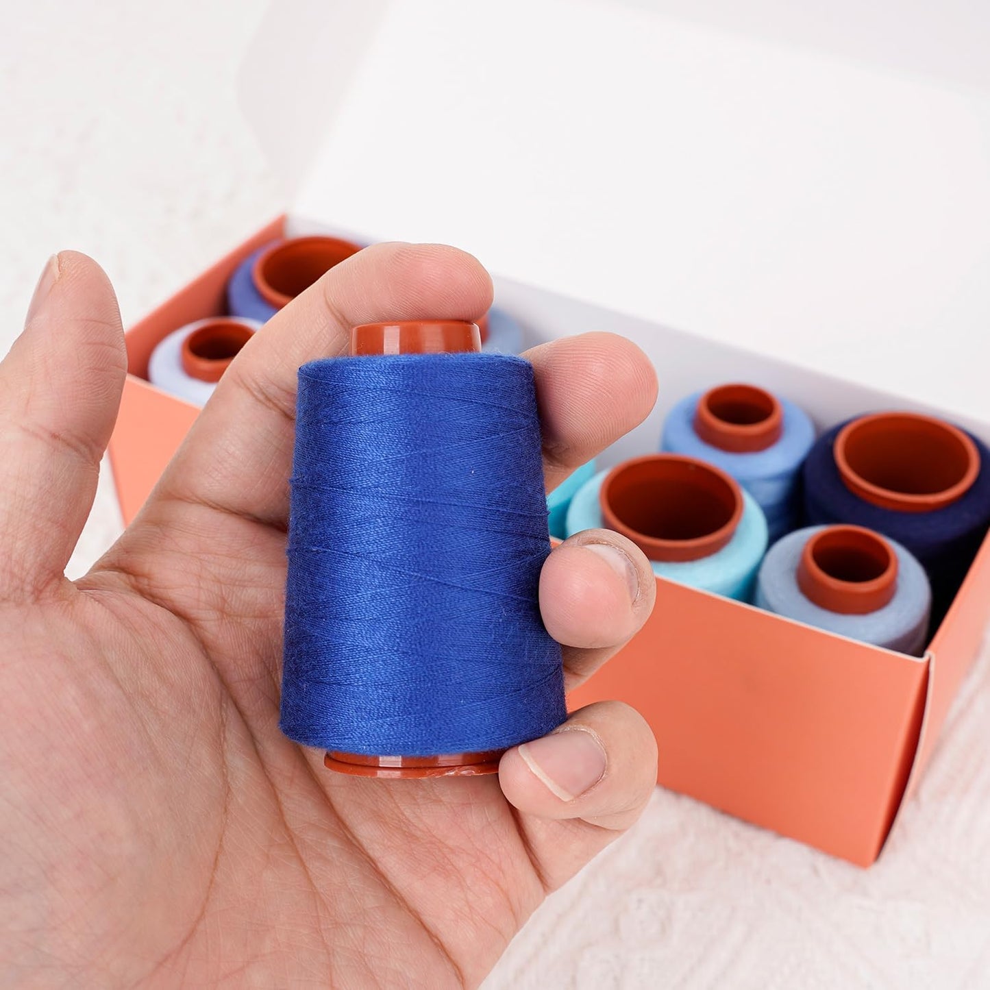 10 Pcs Sewing Thread, All Purpose Sewing Thread, 10 Spools Assorted Colors Each 800 Yards of Polyester Threads for Sewing Machine, Hand Stitching, Quilting, Serger (Blue Color System)