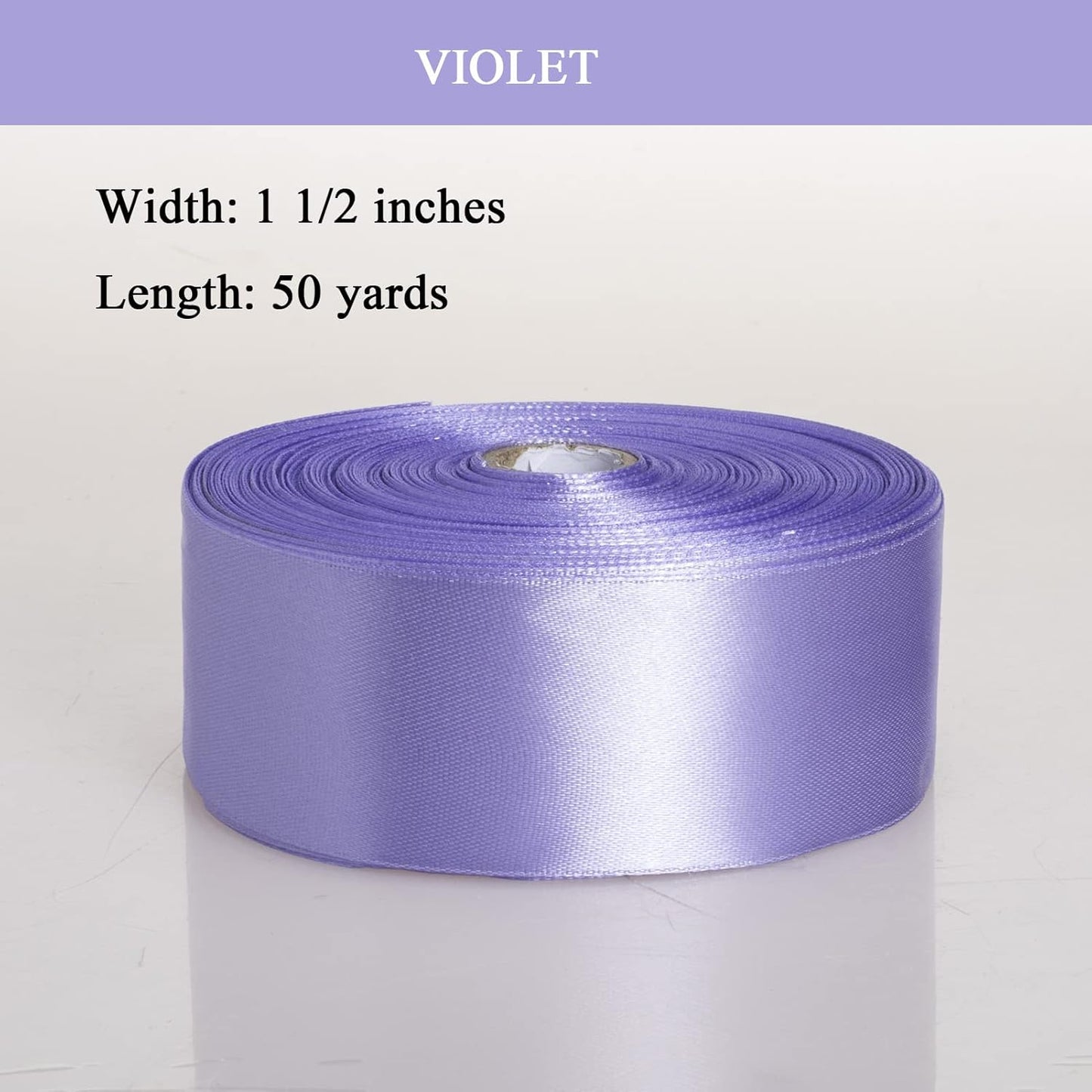 1 1/2 Inch Violet Solid Satin Ribbon, 50 Yards Craft Fabric Ribbon for Gift Wrapping Floral Bouquets Wedding Party Decoration