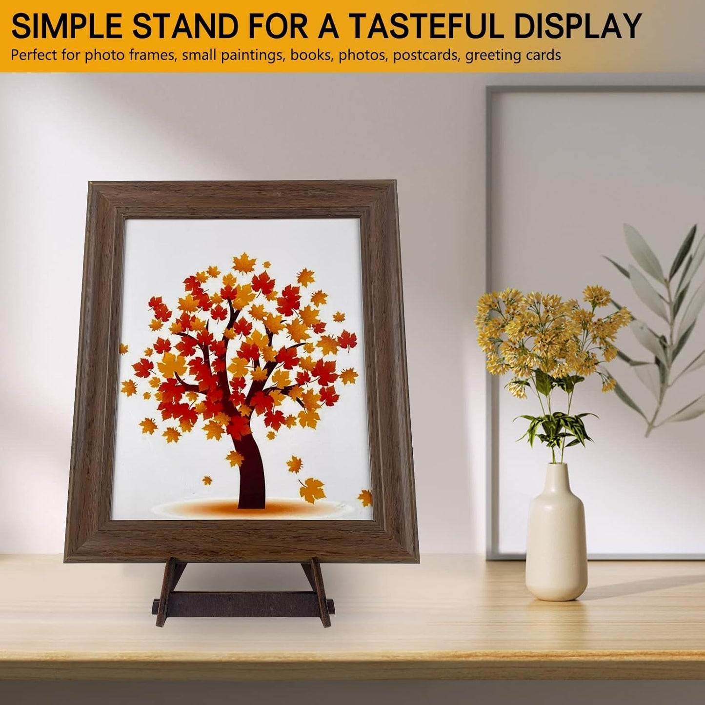 1 Pack 13 Inch Plate Stand, Wooden Display Stand Plate Stands for Display Decorative Picture Frame Stand, Easel Display Stand,Book Display Stand, Plate Holder Display Stand (13 Inch-1PCS)