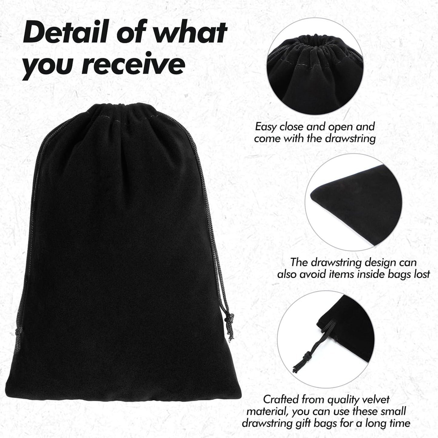 100 Pcs 4 x 6 Inch Velvet Drawstring Bags Small Jewelry Pouches Black Velvet Gift Bags with Drawstring for Earring Watch Storage Christmas Wedding Party Favors, Black