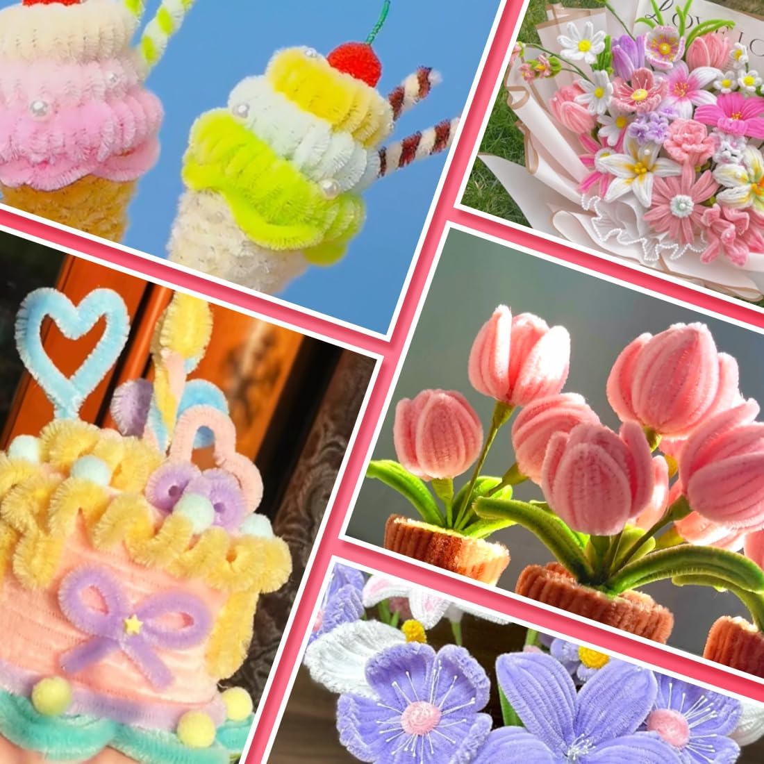 IOOLEEM Pipe Cleaners, 200pcs Dark Coffee, Flower Making Arts and Craft Supplies, Ideas for Art Project Activity.