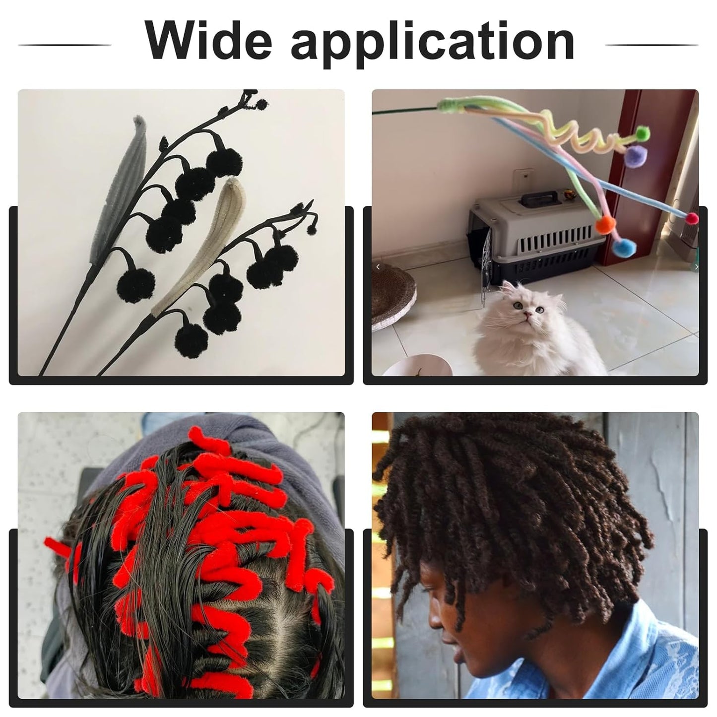 110 PCS Black Pipe Cleaners - Bulk Art & Craft Pipe Cleaners Chenille Stem for Creative Home Decoration and Arts Crafts