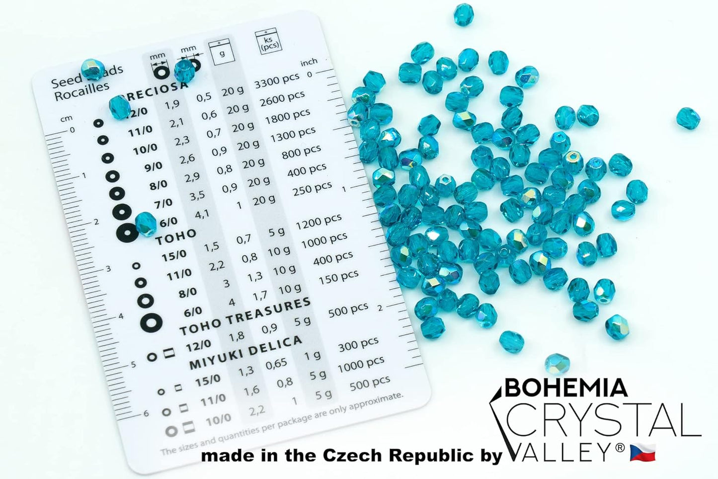 100pcs Faceted Fire Polished Pressed Czech Glass Beads 4mm (0.16in), Aqua Blue AB 60150-27801