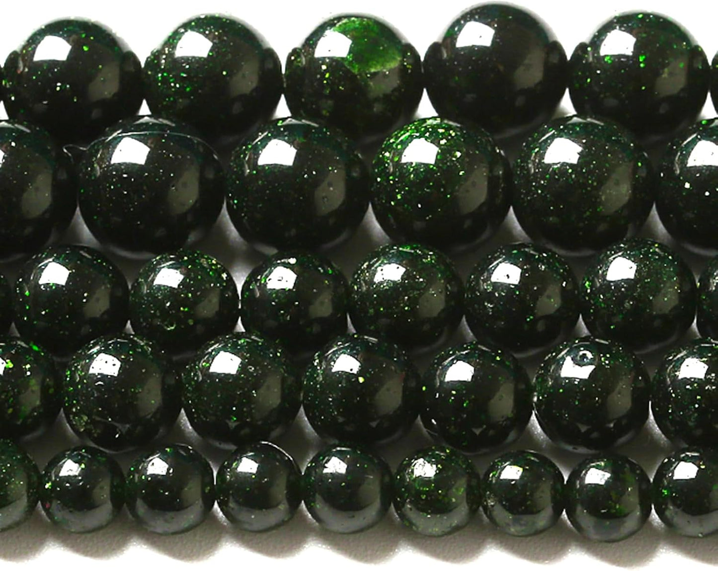 10MM 72pcs Natural Green Sandstone Energy Healing Beads Round Loose Beads for Jewelry Making Bracelet 2 Strands 32"