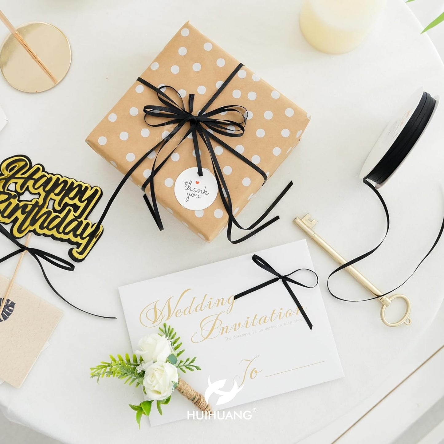 HUIHUANG Solid Color Satin Ribbon 1/8 inch x 100 Yards Roll Ribbon Thin Black Satin Ribbon for Crafts Sewing Gift Wrapping DIY Bows (Black)