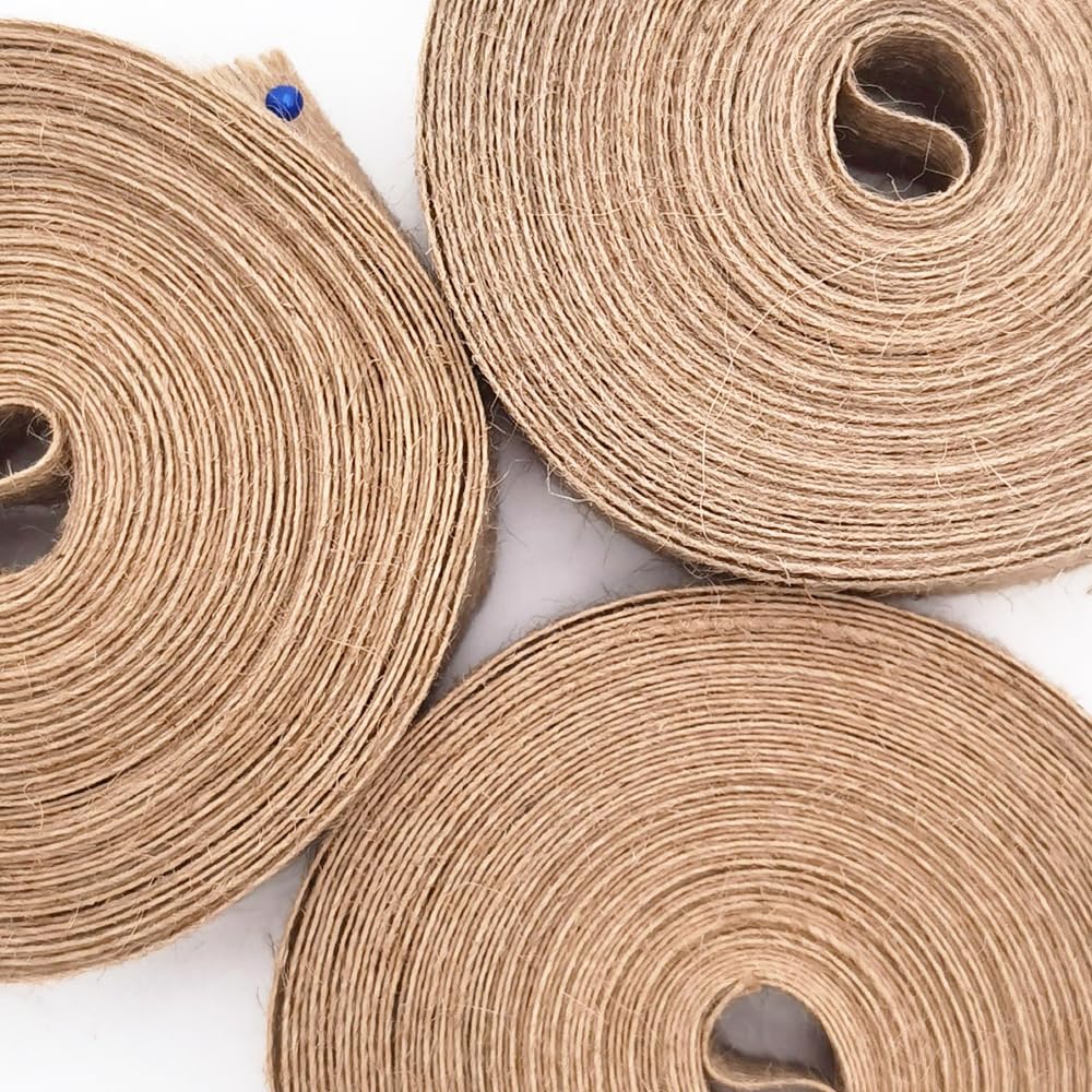 INSPIRELLE 3 Rolls 0.4 Inch Natural Burlap Fabric Roll 99 Feet Jute Lined Ribbon for Gift Wrapping Craft Projects Wedding Decoration Home Decoration 10mm