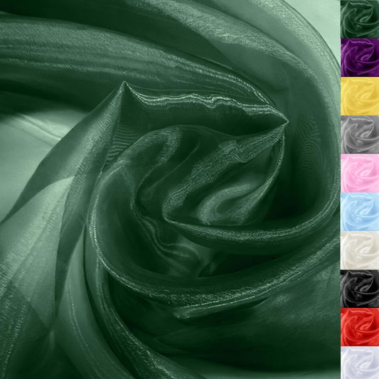 Hunter Green Crystal Organza Fabric – 16" x 5 Yards Lightweight Sheer Tulle for Bows, Tutus, Table Runners, Gift Wrapping, Crafts & DIY Sewing (Folded Package)