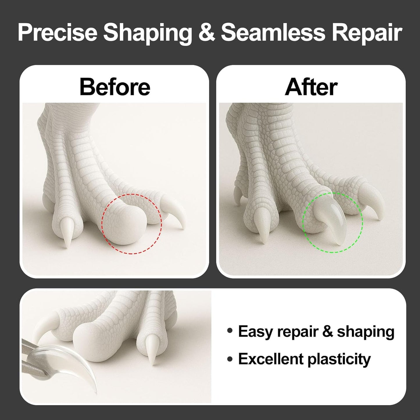 100g UV Light Curing Putty, Solid Resin, Multi Purpose Adhesive High Hardness Quick Curing, for 3D Crafts, Repair, Modeling UV Clay & Nail Art