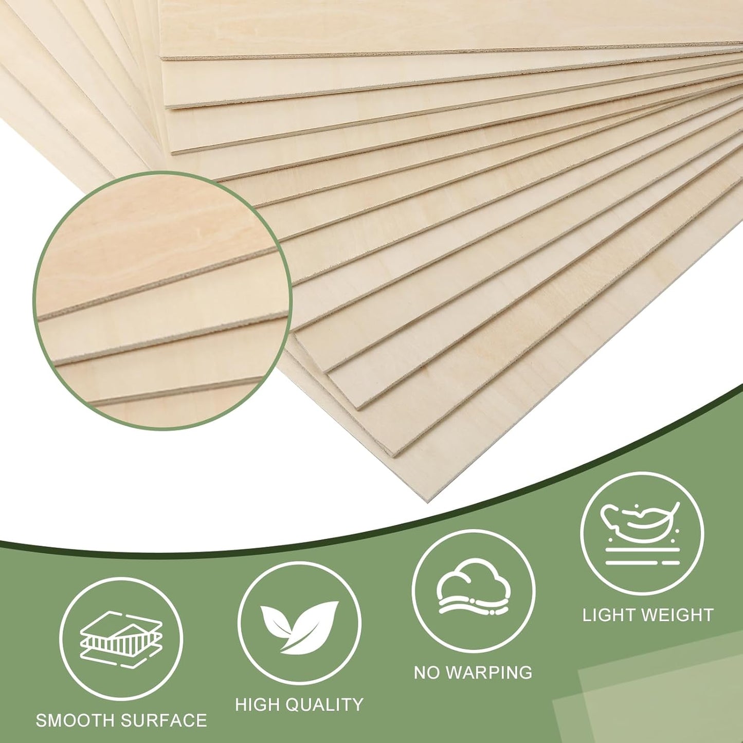 10 Pack Basswood Sheets 1/8x12x20 Inch, Unfinished Wood for Crafts, 3mm Basswood for Laser Cutting & Engraving, Wood Burining,Architectural Models, Plywood for Painting.