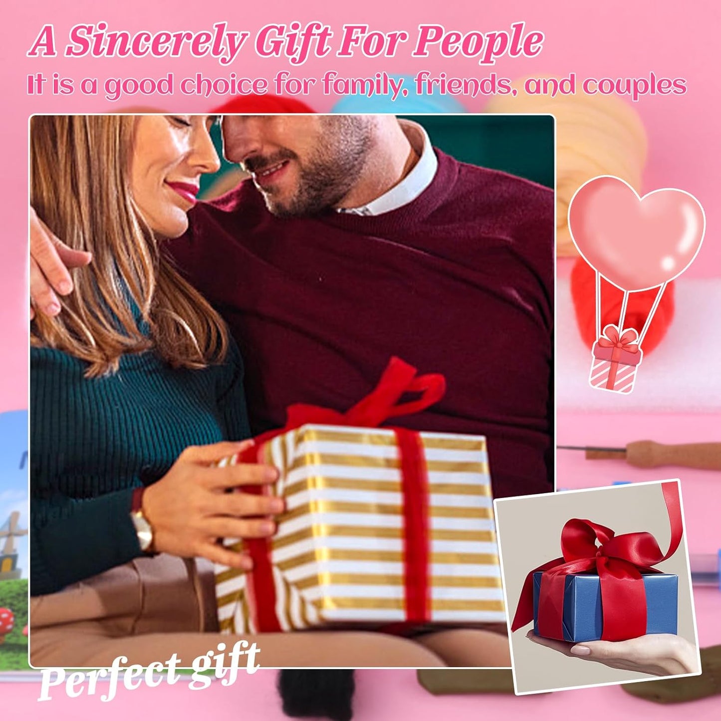 UOOU Needle Felting Kit,Mushroom Needle Felting Beginners Kit,Needle Felting Supplies,Wool Roving,Instruction Manual,Wool Felting Kit for DIY Craft Decoration