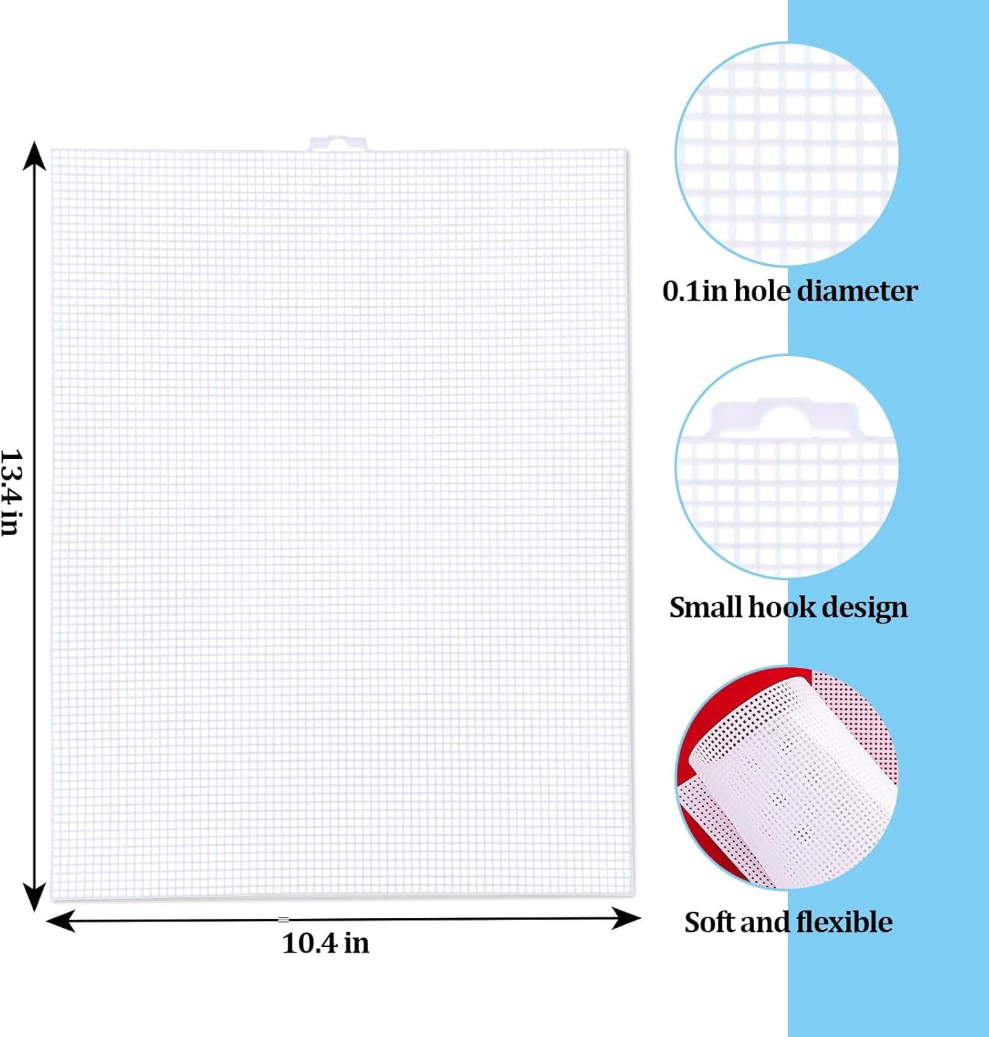 Plastic Canvas Sheets 13.4” x 10.4” Per Sheet, 2.5mm Mesh (About with 7 Holes per inch) Easy-to-Cut Needlepoint Canvas for Cross Stitch, Embroidery, DIY Crafts & Aquarium Dividers (6 Piece)