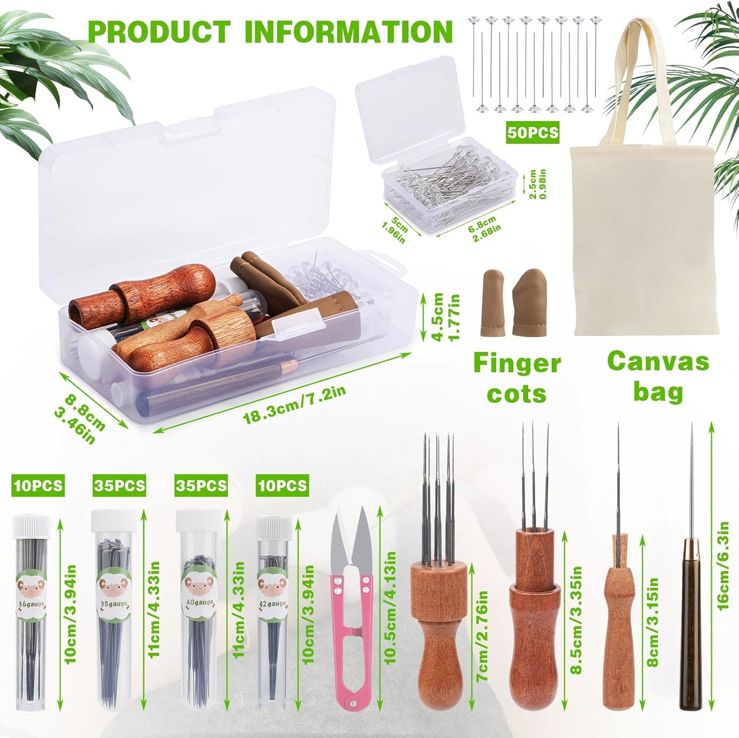 IMZAY Needles Felting Tools, 8"x10" Felting Pad, Large Needle Felting Mat, 90 Pcs Felting Needles, Felting Supplies with Wood Handles & Wool Needles for DIY Crafts