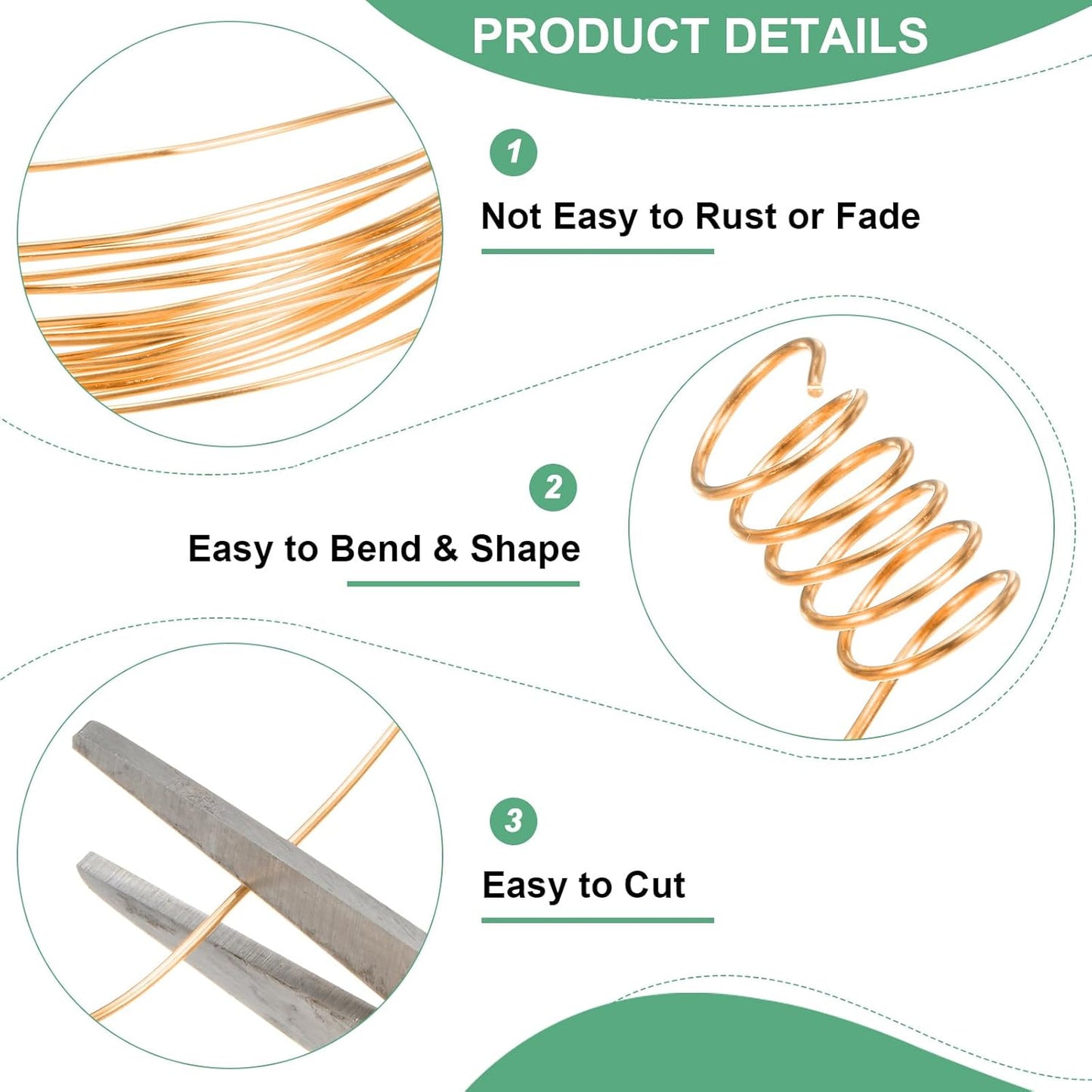 0.8 mm/20 Gauge Copper Wire for Jewelry Making, 7.5FT Copper Beading Craft Wire for Jewelry/Weaving/DIY Crafting/Planting, Color-Retaining [2.3 M, Copper Tone]