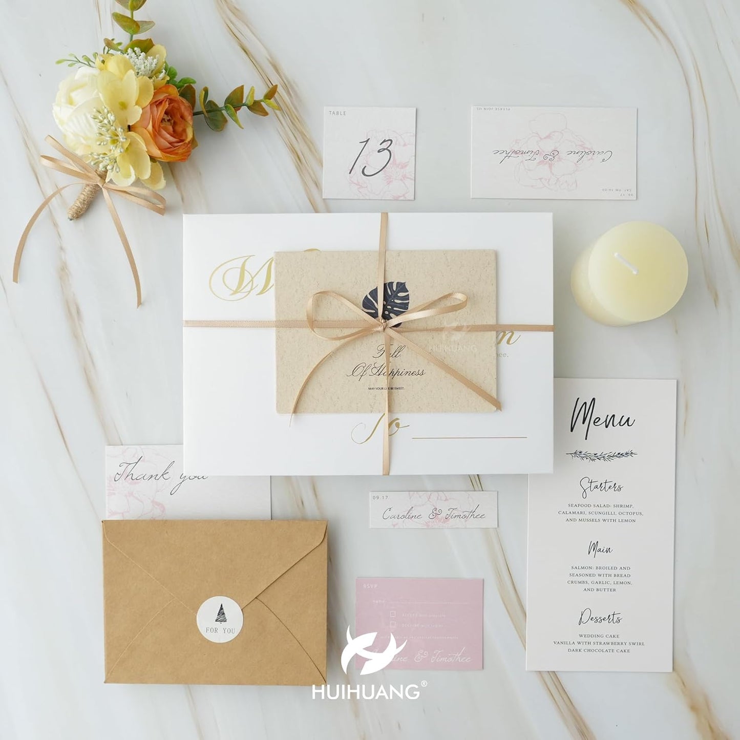 HUIHUANG Champagne Satin Ribbon 1/8 inch x Continuous 100 Yards Roll Tan Color Double Face Ribbon for Crafts, Wedding Invitation Card, Gift Wrapping, Christmas Ornaments, Gift Tag