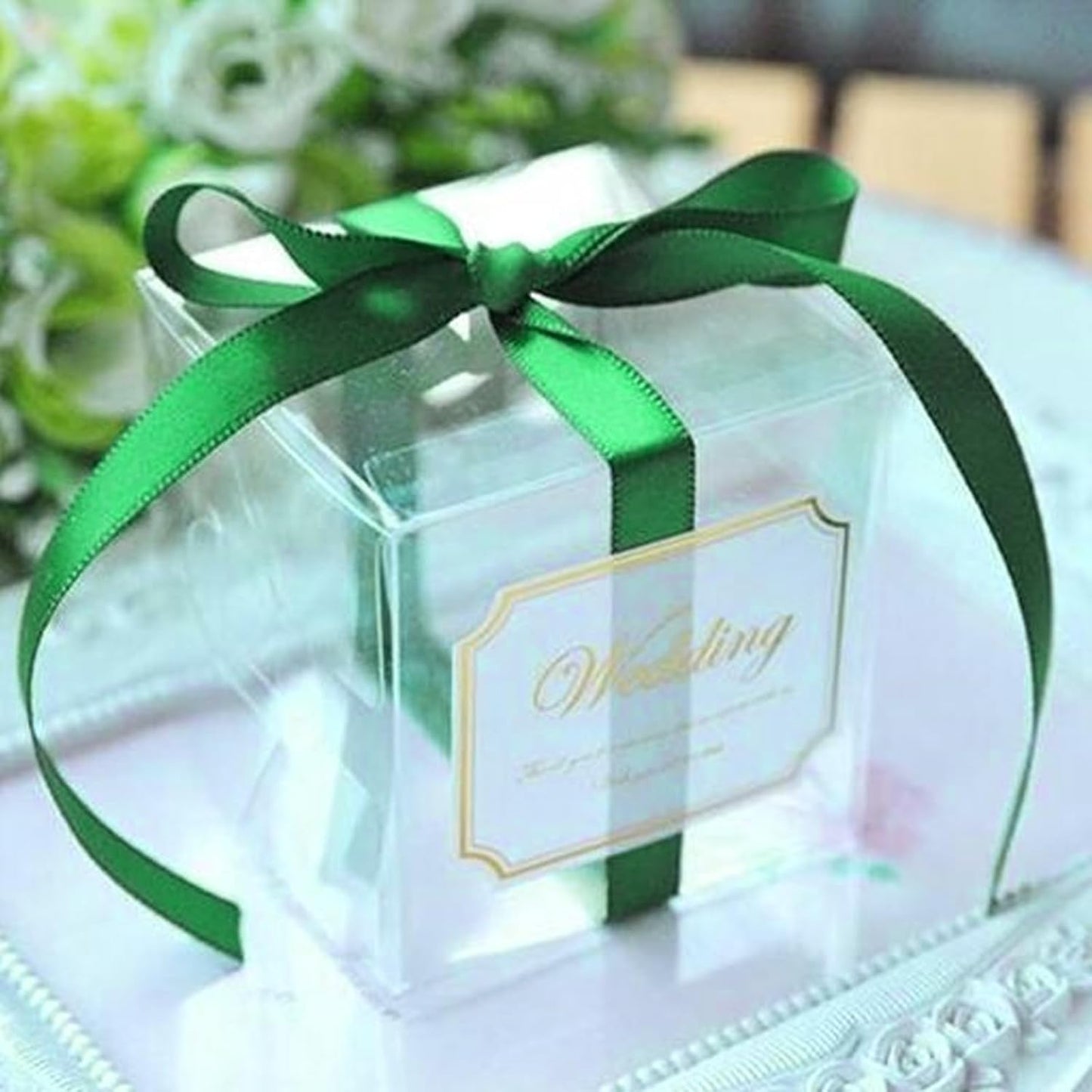 1/8" X 100 Yards Forest Green Satin Thin Ribbon Solid Color Double Faced Ribbons Perfect for Crafts Wedding Decor Bow Making Arts Sewing and More