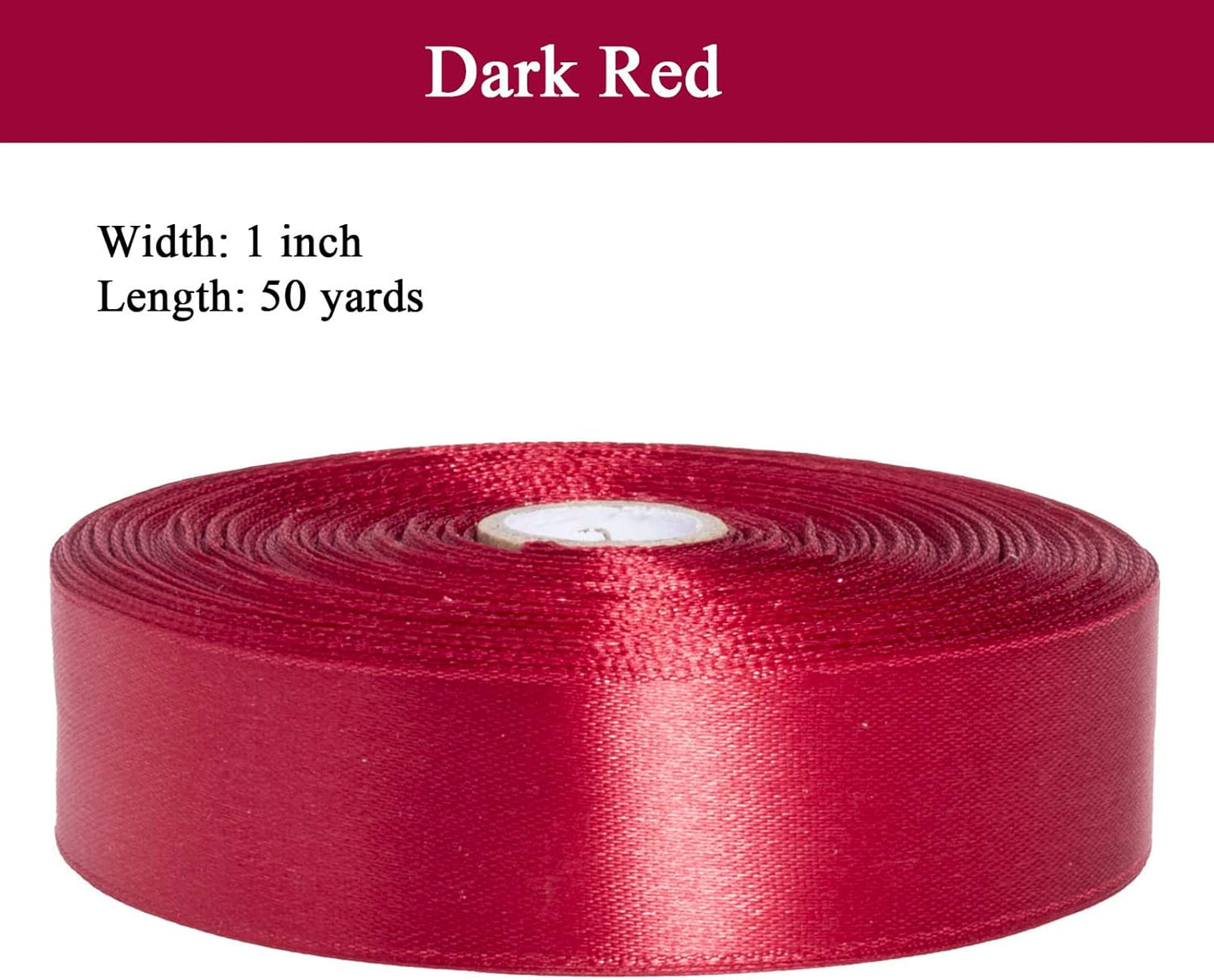 1 Inch Dark Red Solid Satin Ribbon, 50 Yards Craft Fabric Ribbon for Gift Wrapping Floral Bouquets Wedding Party Decoration