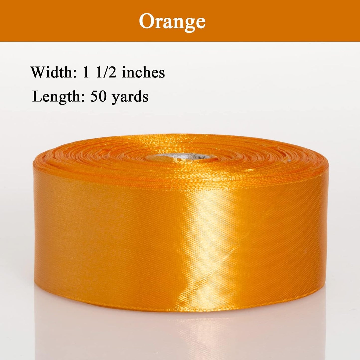 1 1/2 Inch Orange Solid Satin Ribbon, 50 Yards Craft Fabric Ribbon for Gift Wrapping Floral Bouquets Wedding Party Decoration
