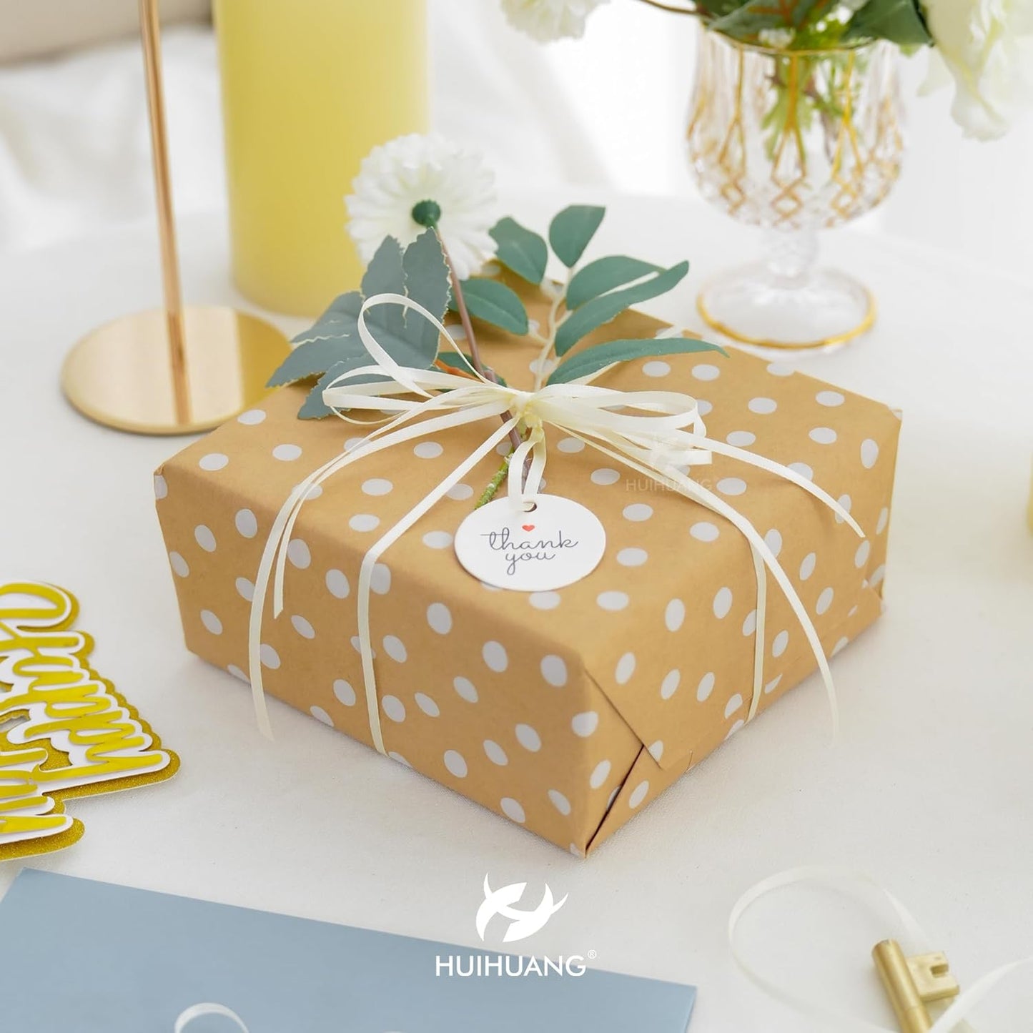 HUIHUANG Solid Color Satin Ribbon 1/8 inch x 100 Yards Roll Ribbon Thin Small Satin Double Faced Ribbon for Crafts Gift Wrapping Wedding Invitation Card DIY Bows(Beige/Ivory)