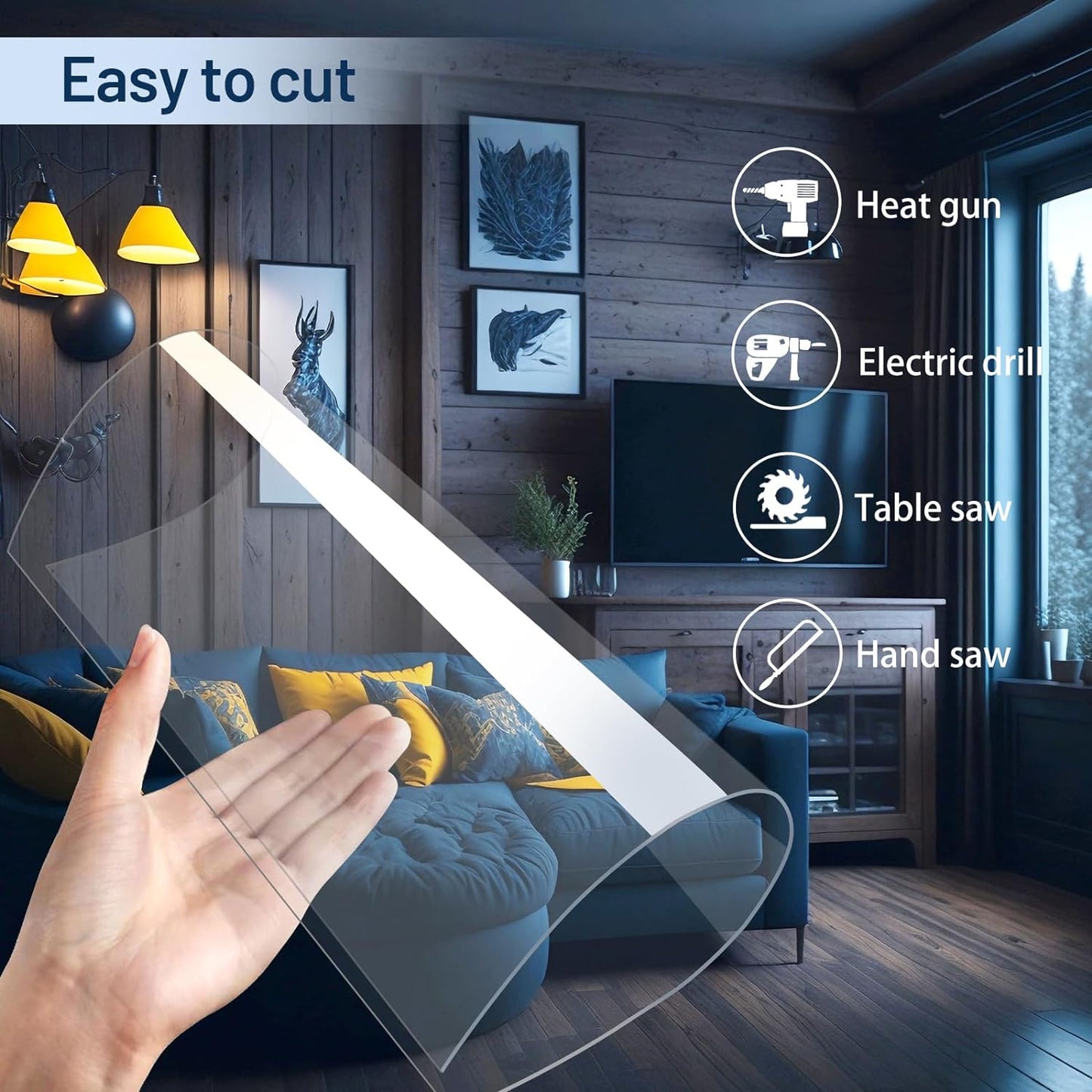 10 Pack 12”x12” x0.04” Clear PET/Plexiglass Sheet, INDSTONE Transparent Flexible Plastic Sheet 12x12, Clear Plastic Sheet for Crafts, Picture Frames, Painting, Sign Blank