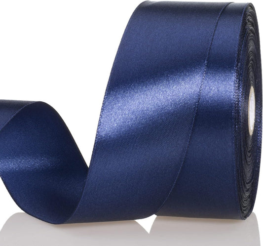 1 1/2 Inch Navy Solid Satin Ribbon, 50 Yards Craft Fabric Ribbon for Gift Wrapping Floral Bouquets Wedding Party Decoration