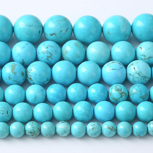 10MM Natural Turquoise Gemstone Beads Blue Stone Round Loose Beads for Jewelry Making Bracelet 72pcs 2 Strands 32"