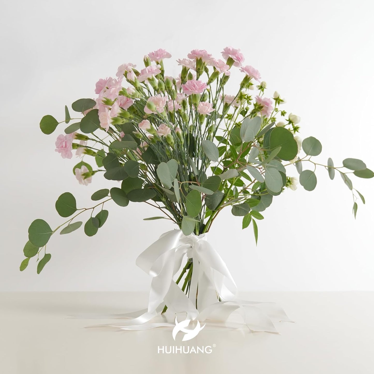 HUIHUANG White Satin Ribbon 1/2 inch X 50 Yards Continuous, White Double-Faced Satin Ribbon for Gift Wrapping, Bows, DIY Crafts, Flower Bouquet, Wedding Bridal Shower Decor, Hairs