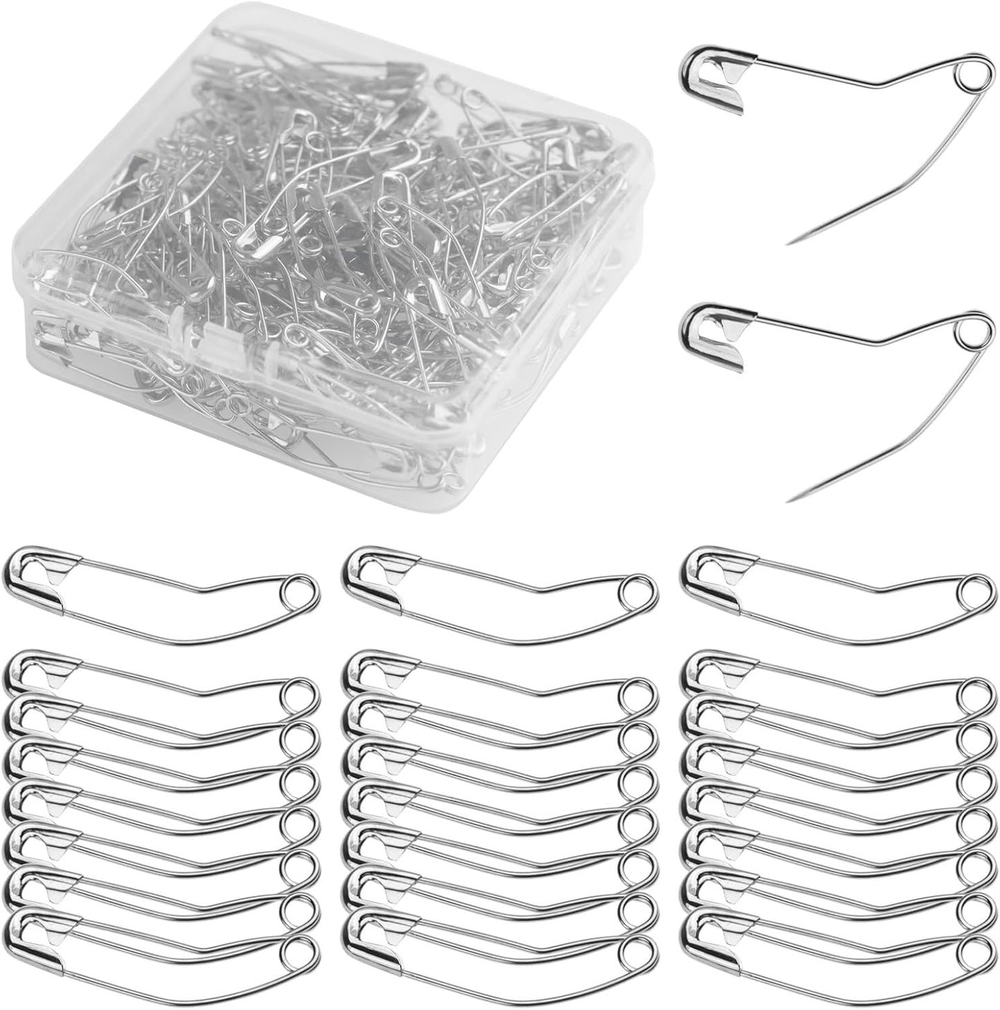 100 Pack Curved Safety Pins for Quilting Basting Pins 54mm/2inch Quilting Safety Pins Stainless Steel Quilting Pins