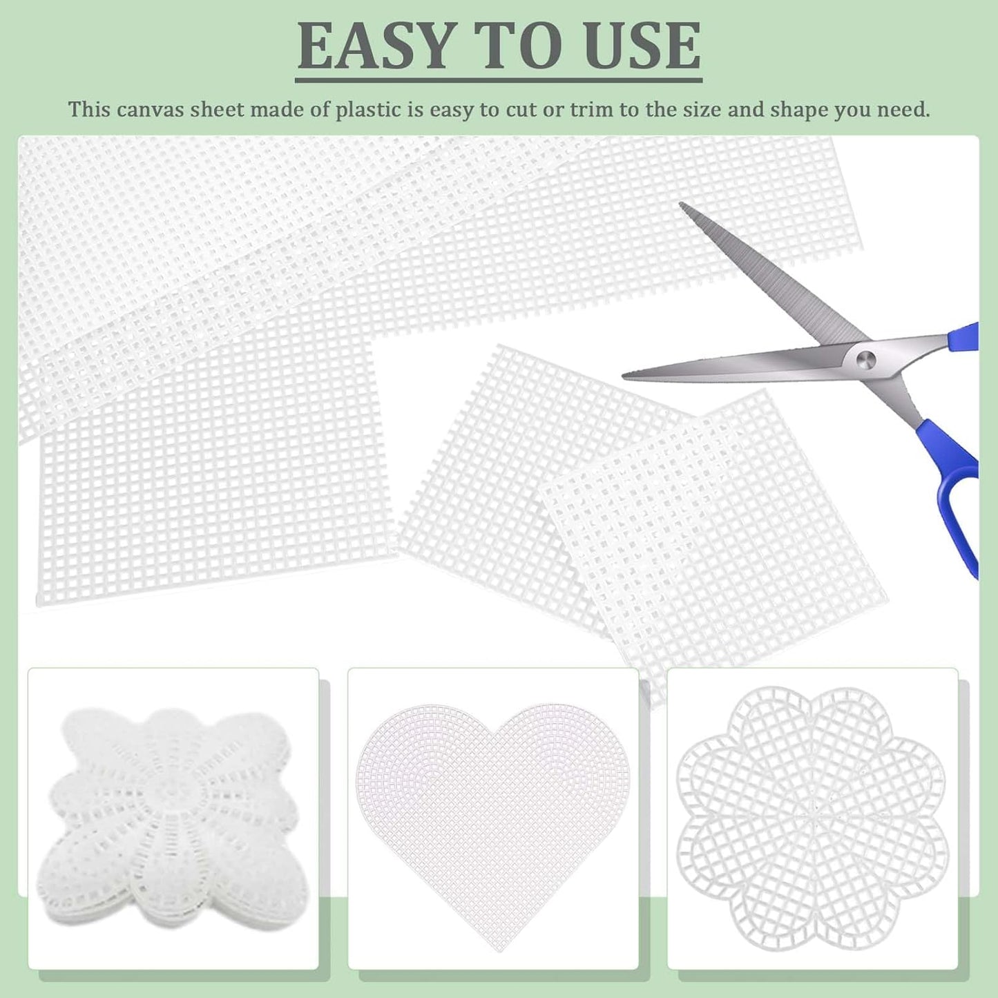 APOCHON 50 Pieces 7 Count Plastic Mesh Canvas Sheets, 10.2 x 13.1 Inch, White, Plastic