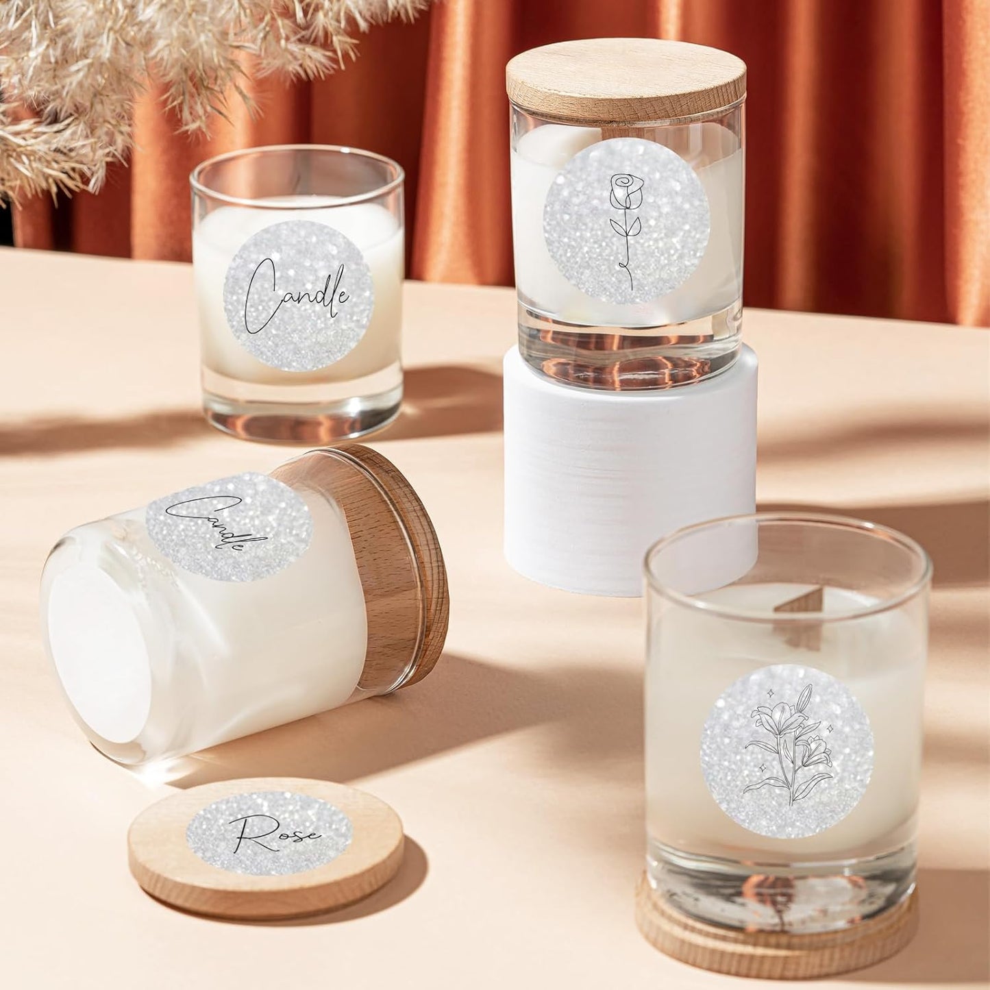 1.5" Holographic Direct Thermal Label Stickers, Round Printable Rainbow Glitter Thermal Printer Sticker Labels for Gift Wrapping, Self-Adhesive DIY Custom Logo Design- Glitter Silver