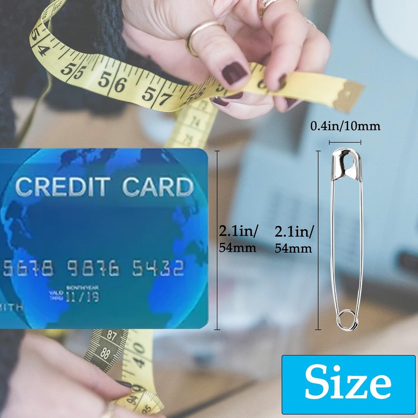 100PCS Small Safety Pins, 2.1 inch, Rust-Resistant Nickel Plated Steel, Sharp Edge for Clothes, Sewing, Arts & Craft, Decorative (Silver)