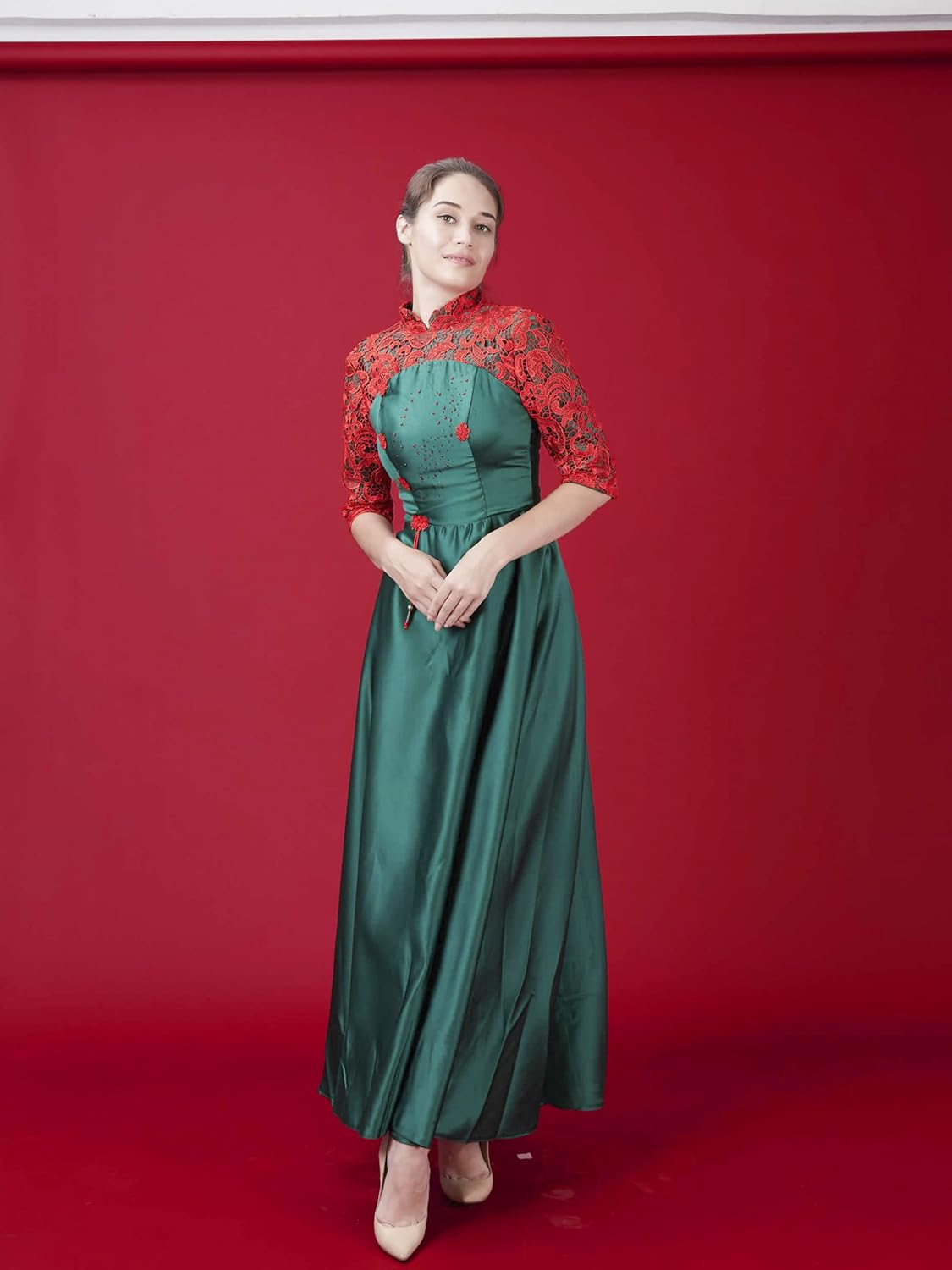 Huamei Seamless Photography Background Paper, Red Photo Backdrop Paper 53 Inches Wide x 16 Feet, (4.4x16 Feet) (Scarlet)