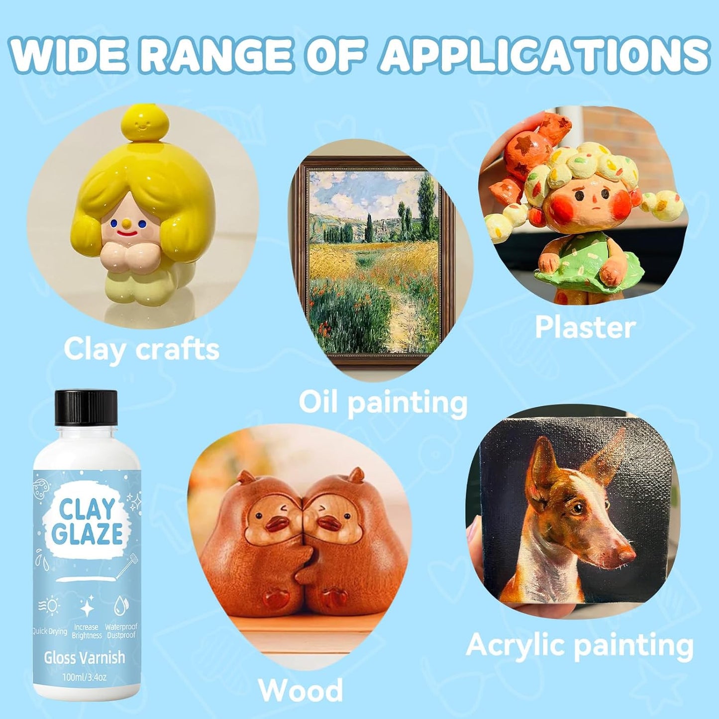 100ml Air Dry Clay Glaze,Clay Varnish Used to Prevent Clay Cracking,Scratches,and Wear,Improve Clay Gloss,for Ceramics,Oil Paintings,Wood