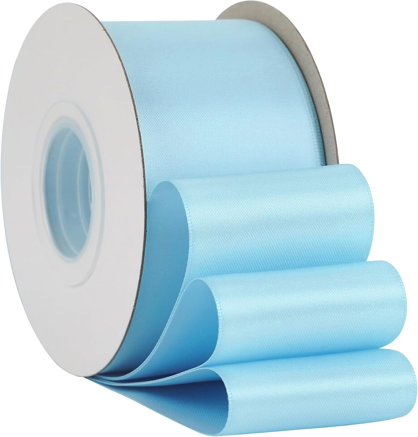 HUIHUANG Baby Blue Ribbon 2 inch Wide Double Faced Satin Ribbon Light Blue Ribbon for Gift Wrapping, Bows Making, Flower Bouquet, DIY Crafts, Baby Shower, Holiday Party Decor-25 Yards/Roll